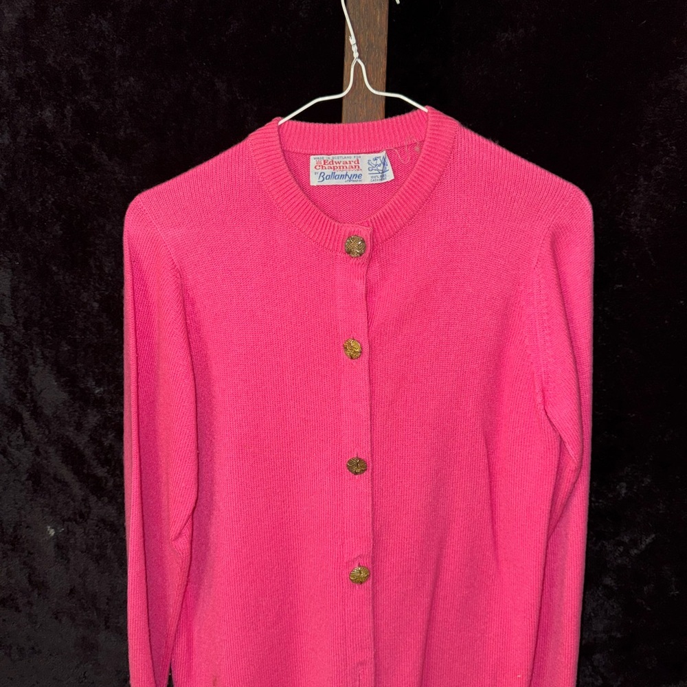 Ballantyne Pink and Gold Cardigan Sweater